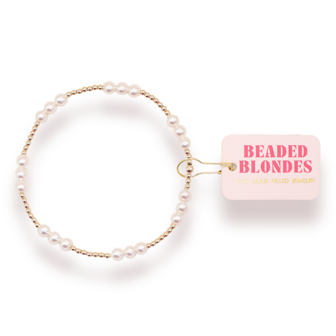 ILY Pearl Bracelet in Gold-Beaded Blondes-Market Street Nest, Fashionable Clothing, Shoes and Home Décor Located in Mabank, TX