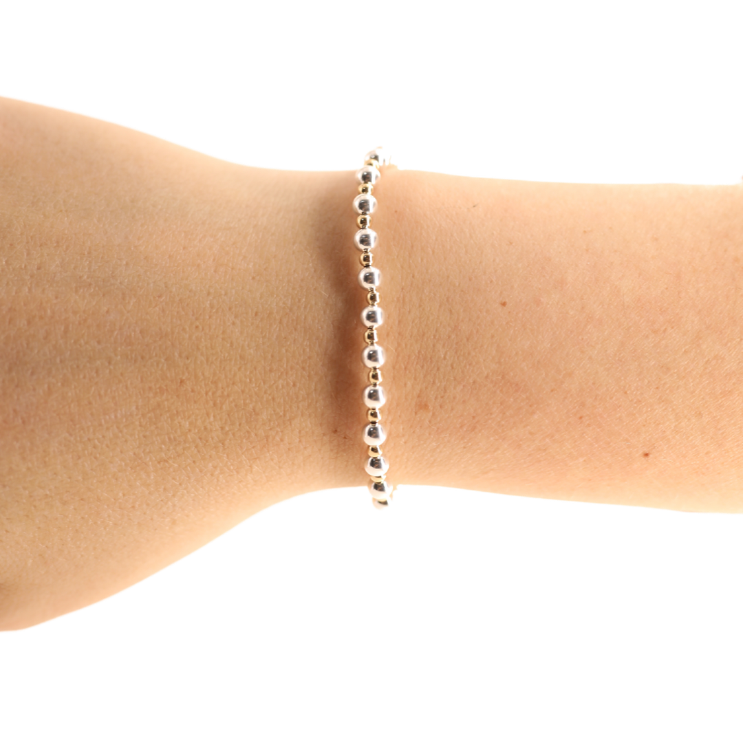 Mini Katy Bracelet in Silver with Gold-Beaded Blondes-Market Street Nest, Fashionable Clothing, Shoes and Home Décor Located in Mabank, TX