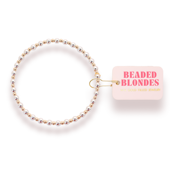 Mini Katy Bracelet in Silver with Gold-Beaded Blondes-Market Street Nest, Fashionable Clothing, Shoes and Home Décor Located in Mabank, TX