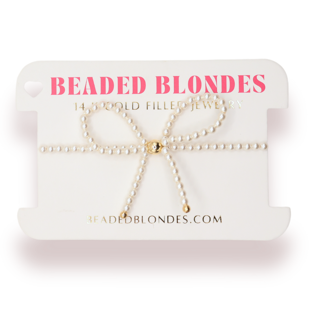 Pearl Bow Bracelet-Beaded Blondes-Market Street Nest, Fashionable Clothing, Shoes and Home Décor Located in Mabank, TX