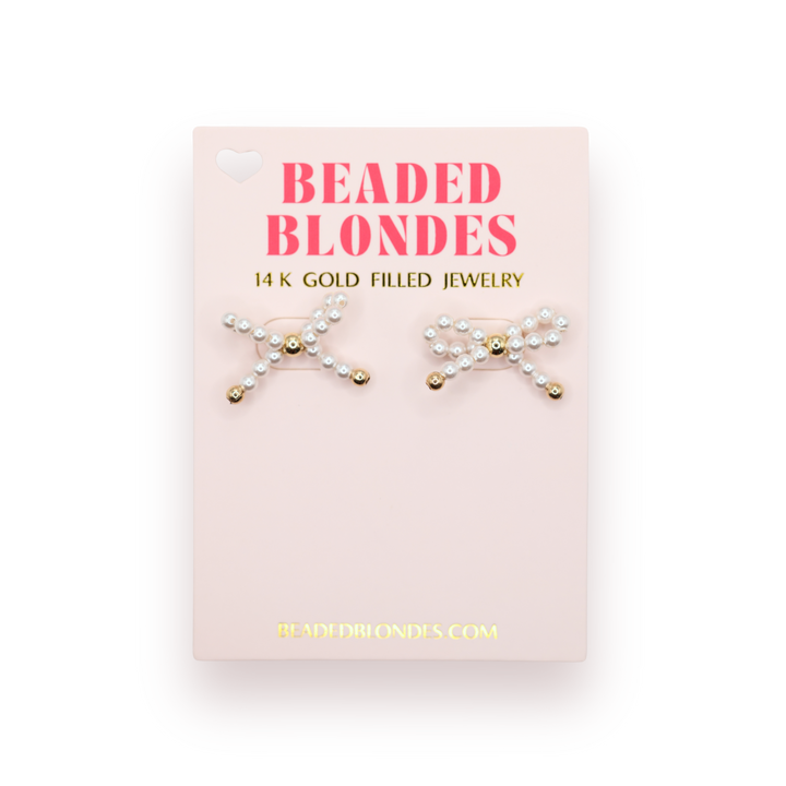 Pearl Bow Earrings-Beaded Blondes-Market Street Nest, Fashionable Clothing, Shoes and Home Décor Located in Mabank, TX