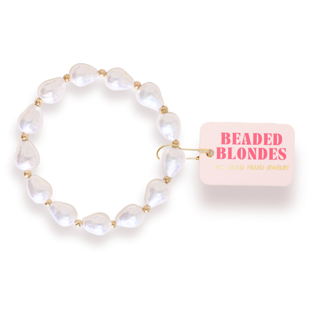 Saylor Pearl Bracelet in Gold-Beaded Blondes-Market Street Nest, Fashionable Clothing, Shoes and Home Décor Located in Mabank, TX