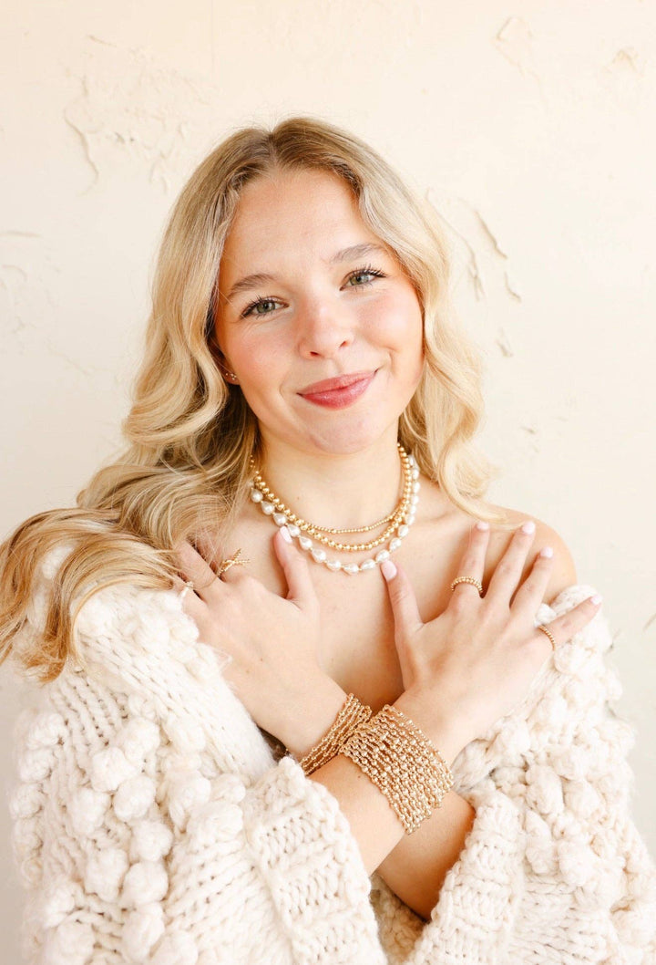 Saylor Pearl Necklace in Gold-Beaded Blondes-Market Street Nest, Fashionable Clothing, Shoes and Home Décor Located in Mabank, TX