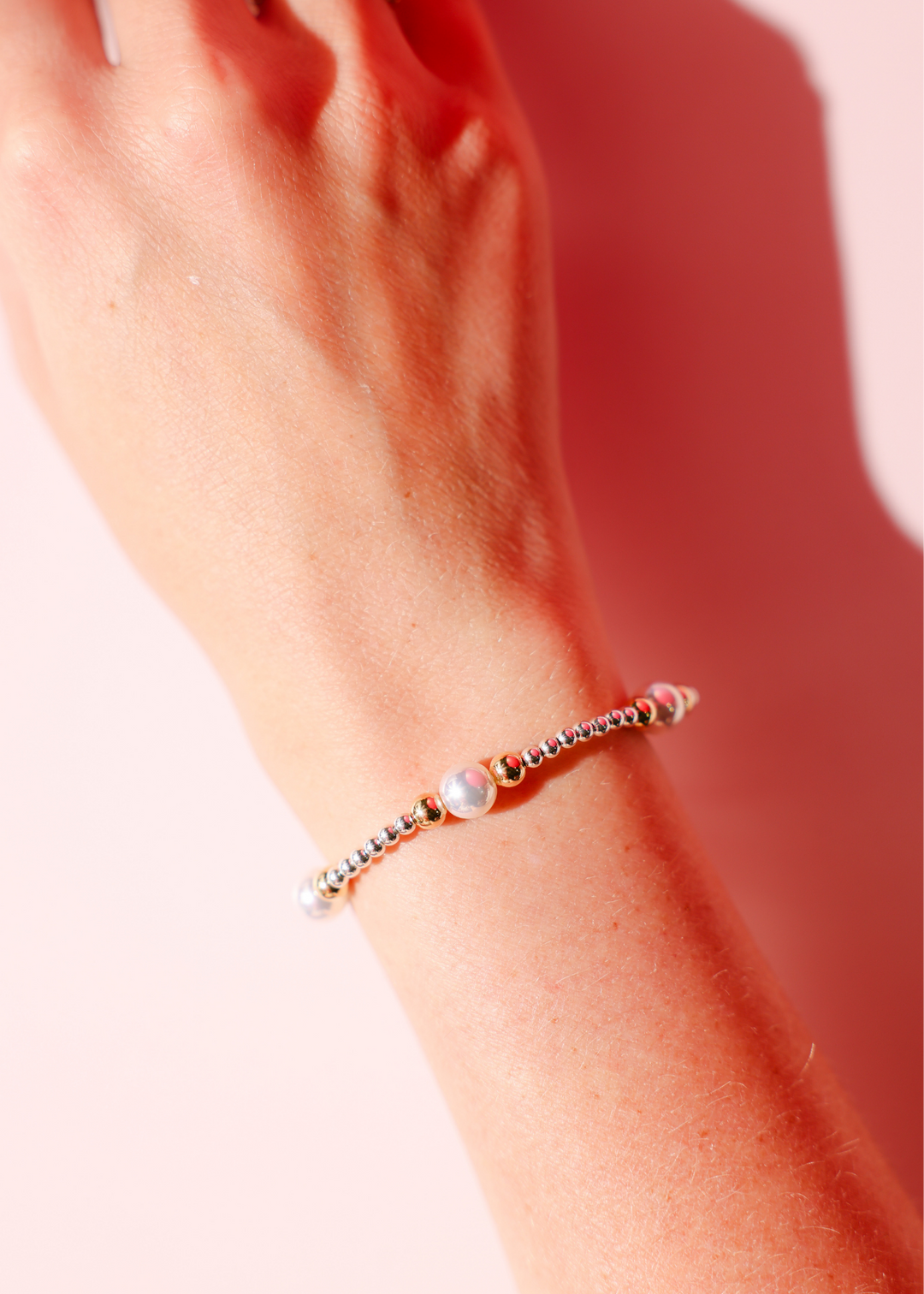 Serena Pearl Bracelet in Silver with Gold-Beaded Blondes-Market Street Nest, Fashionable Clothing, Shoes and Home Décor Located in Mabank, TX