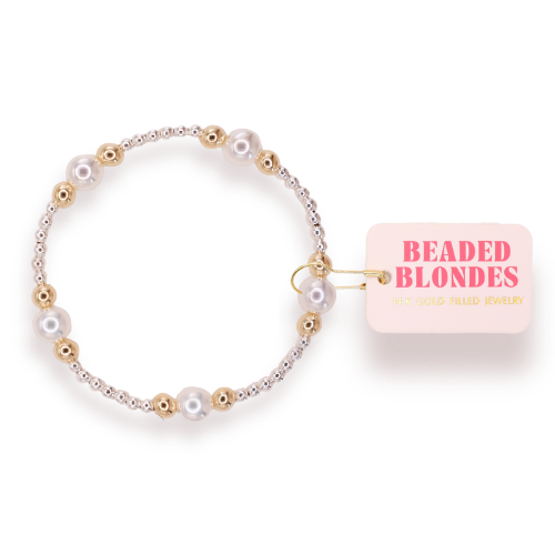 Serena Pearl Bracelet in Silver with Gold-Beaded Blondes-Market Street Nest, Fashionable Clothing, Shoes and Home Décor Located in Mabank, TX