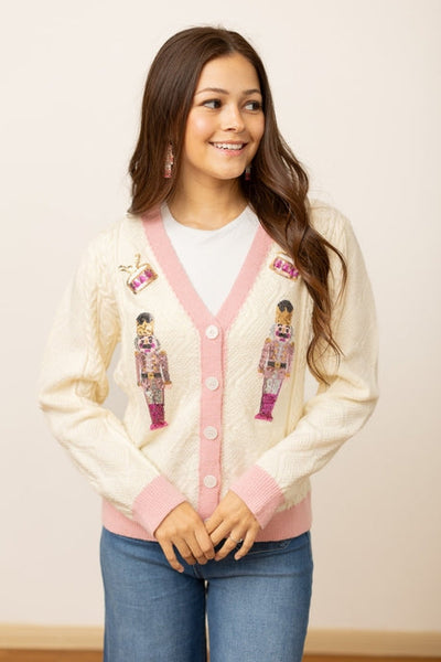 Beige and Pink Nutcracker Sweater-Womens-Ave Shops-Market Street Nest, Fashionable Clothing, Shoes and Home Décor Located in Mabank, TX