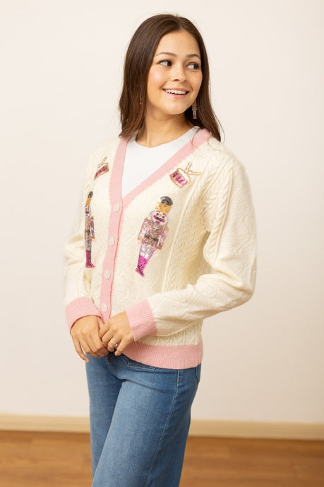 Beige and Pink Nutcracker Sweater-Womens-Ave Shops-Market Street Nest, Fashionable Clothing, Shoes and Home Décor Located in Mabank, TX