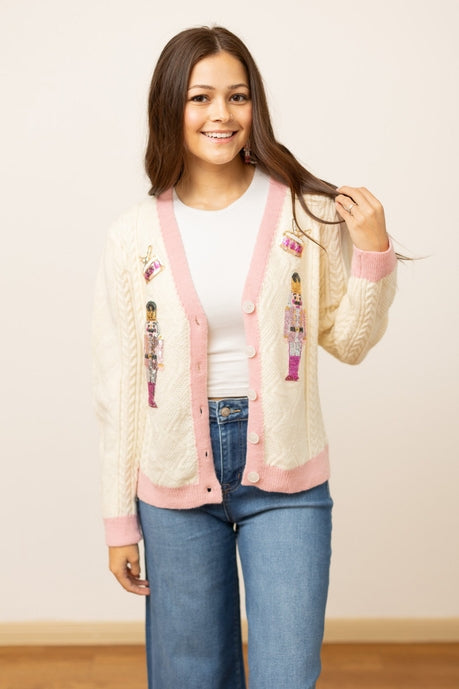 Beige and Pink Nutcracker Sweater-Womens-Ave Shops-Market Street Nest, Fashionable Clothing, Shoes and Home Décor Located in Mabank, TX