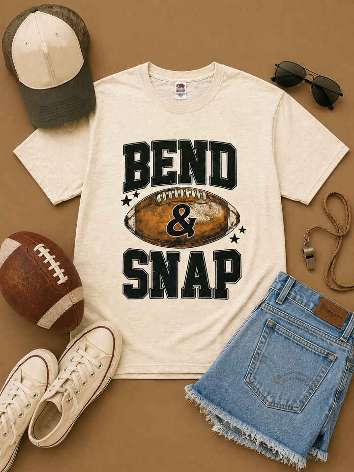 Bend and Snap Gameday Football Burnout Graphic T-Shirt-Sugar Stitch-Market Street Nest, Fashionable Clothing, Shoes and Home Décor Located in Mabank, TX