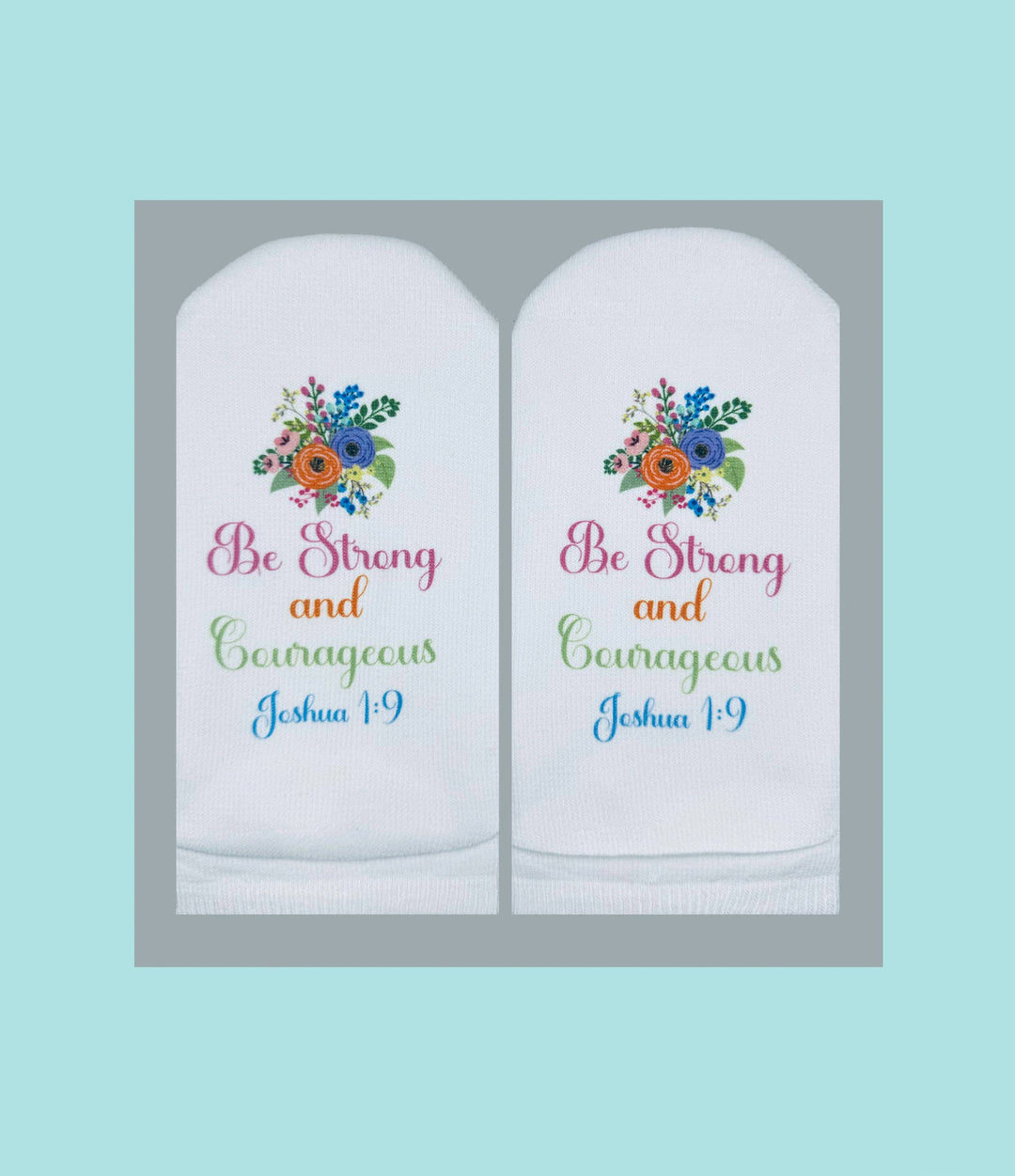 Bible Verse Socks: Joshua 1:9 Be strong and courageous-Standing on the Word-Market Street Nest, Fashionable Clothing, Shoes and Home Décor Located in Mabank, TX