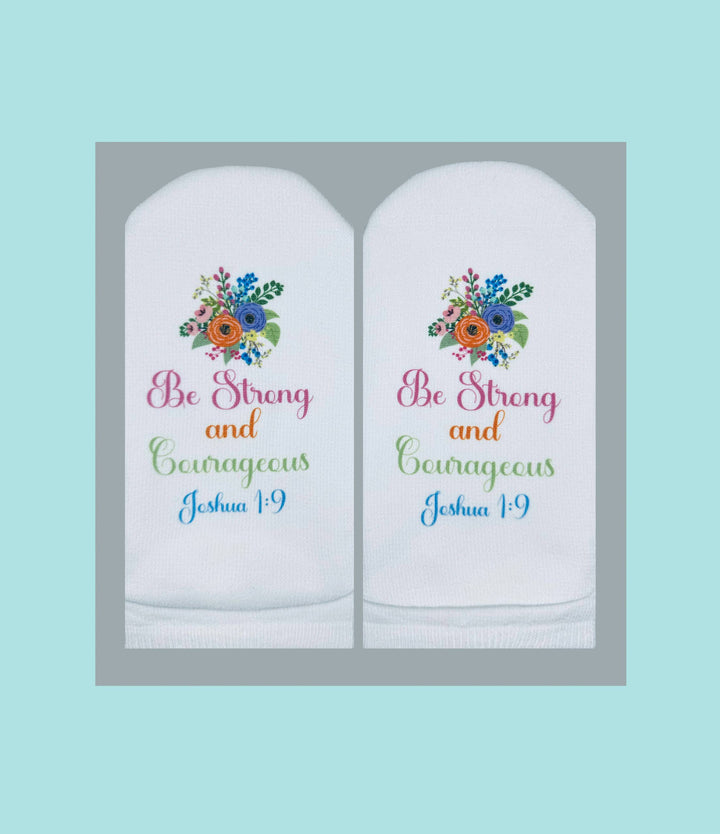 Bible Verse Socks: Joshua 1:9 Be strong and courageous-Standing on the Word-Market Street Nest, Fashionable Clothing, Shoes and Home Décor Located in Mabank, TX