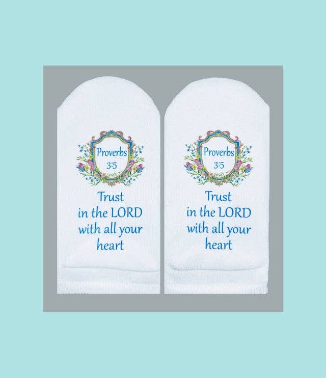 Bible Verse Socks: Proverbs 3:5 Trust in the Lord-Standing on the Word-Market Street Nest, Fashionable Clothing, Shoes and Home Décor Located in Mabank, TX