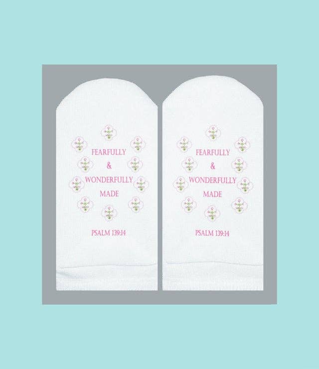 Bible Verse Socks : Psalms 139:14 wonderfully made-Standing on the Word-Market Street Nest, Fashionable Clothing, Shoes and Home Décor Located in Mabank, TX