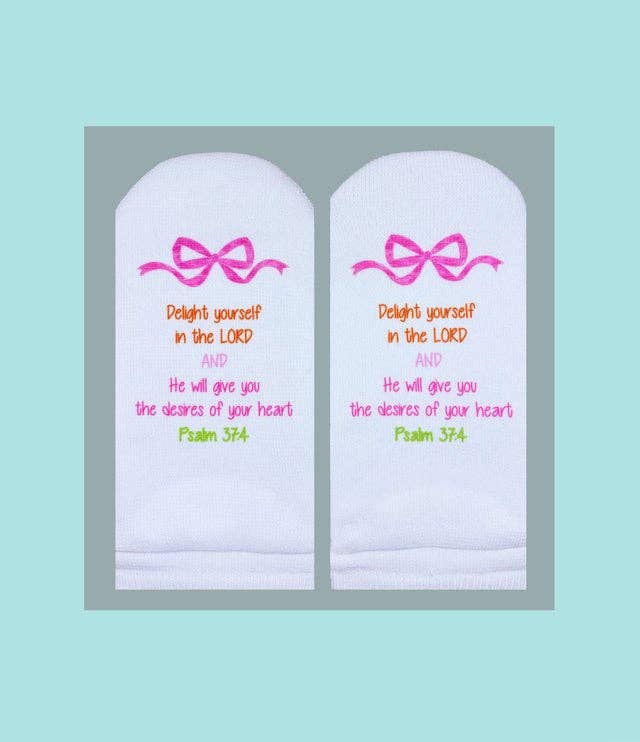 Bible Verse Socks: Psalms 37:4 delight yourself in the Lord-Standing on the Word-Market Street Nest, Fashionable Clothing, Shoes and Home Décor Located in Mabank, TX