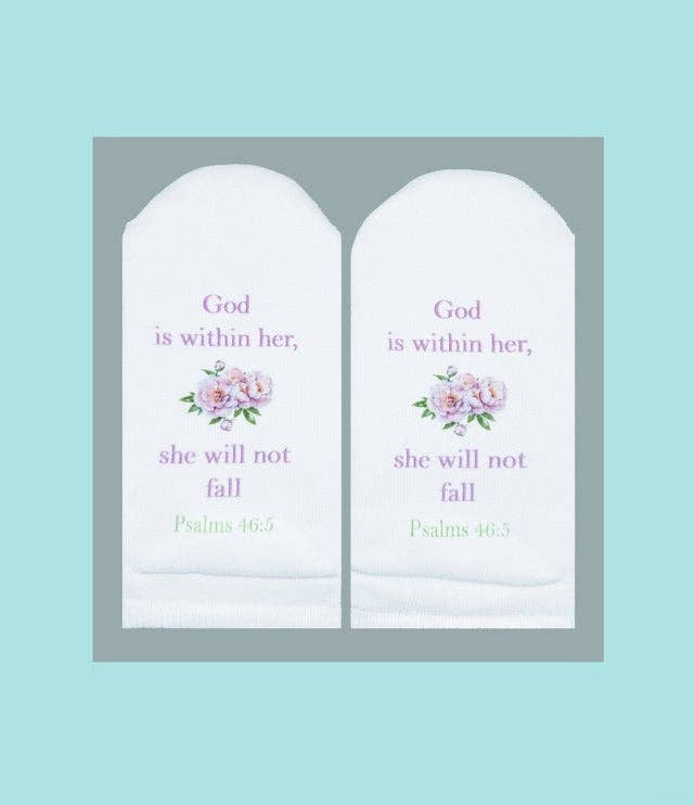 Bible Verse Socks: Psalms 46:5 God is within her-Standing on the Word-Market Street Nest, Fashionable Clothing, Shoes and Home Décor Located in Mabank, TX