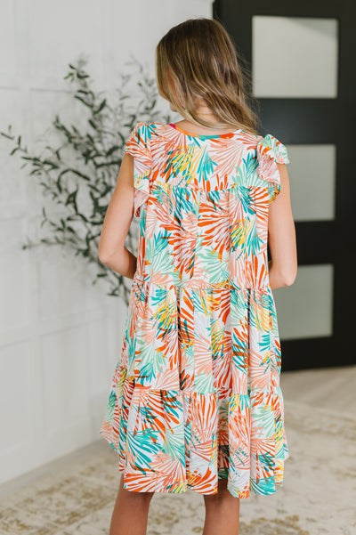 Bless Your Love Tiered Dress in Ivory, Orange and Mint-Womens-Ave Shops-Market Street Nest, Fashionable Clothing, Shoes and Home Décor Located in Mabank, TX