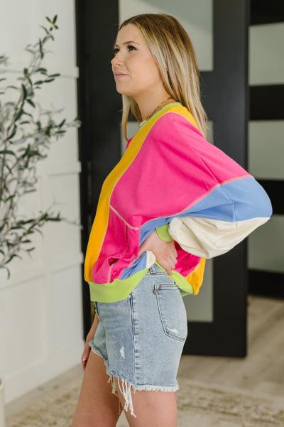 Blockbuster Color Block Pullover in Bright-Tops-Ave Shops-Market Street Nest, Fashionable Clothing, Shoes and Home Décor Located in Mabank, TX