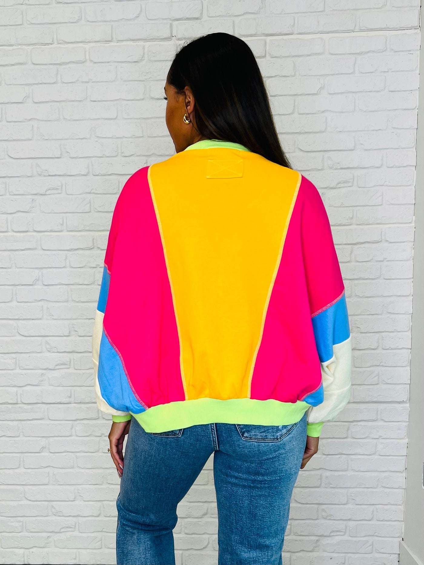 Blockbuster Color Block Pullover in Bright-Womens-Ave Shops-Market Street Nest, Fashionable Clothing, Shoes and Home Décor Located in Mabank, TX