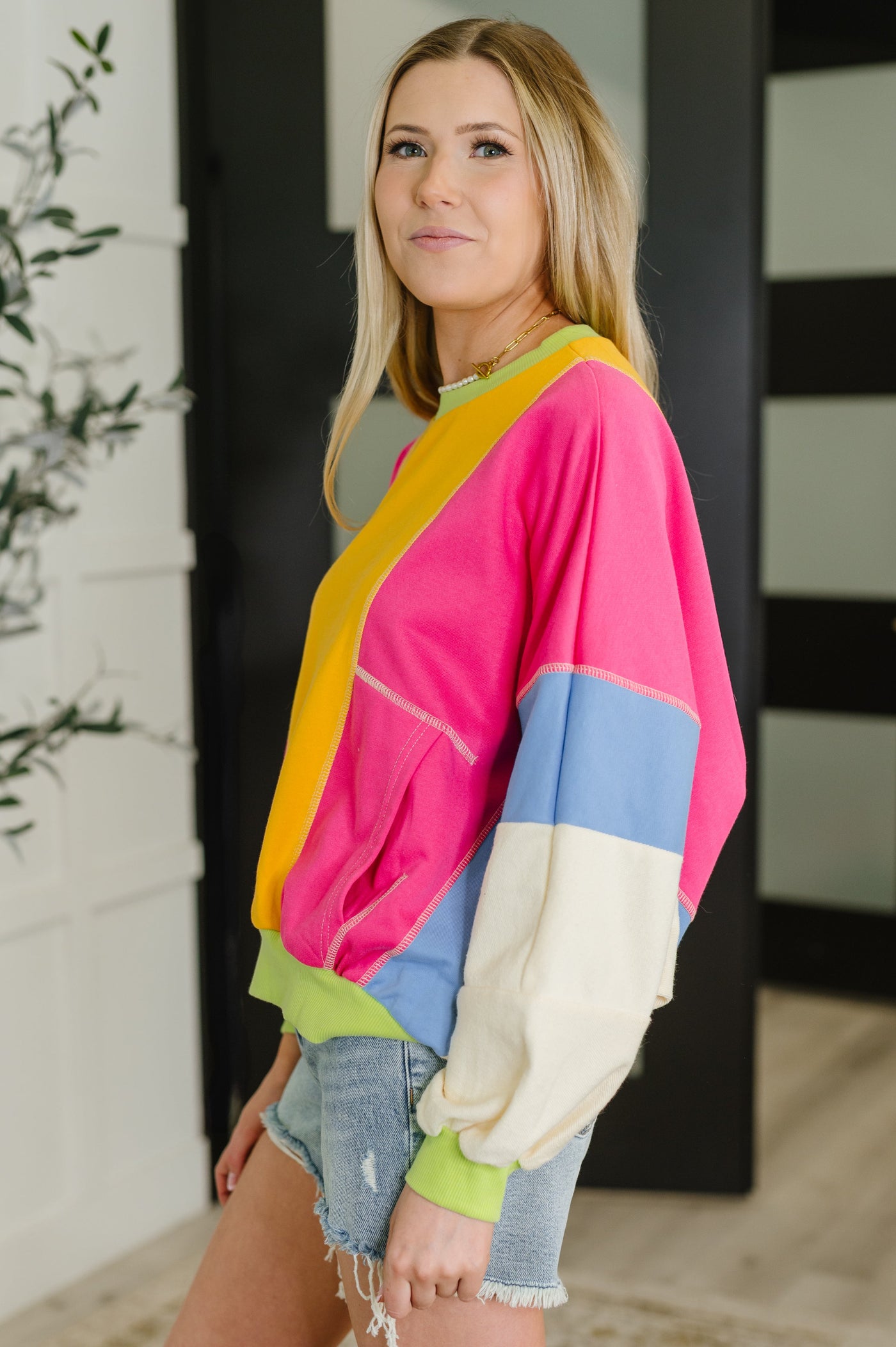 Blockbuster Color Block Pullover in Bright-Tops-Ave Shops-Market Street Nest, Fashionable Clothing, Shoes and Home Décor Located in Mabank, TX