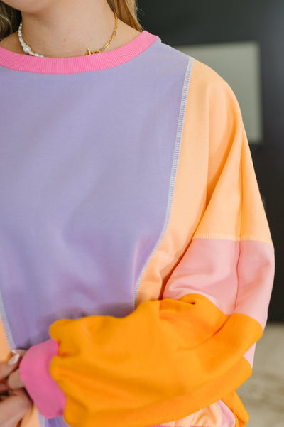 Blockbuster Color Block Pullover in Muted-Tops-Ave Shops-Market Street Nest, Fashionable Clothing, Shoes and Home Décor Located in Mabank, TX