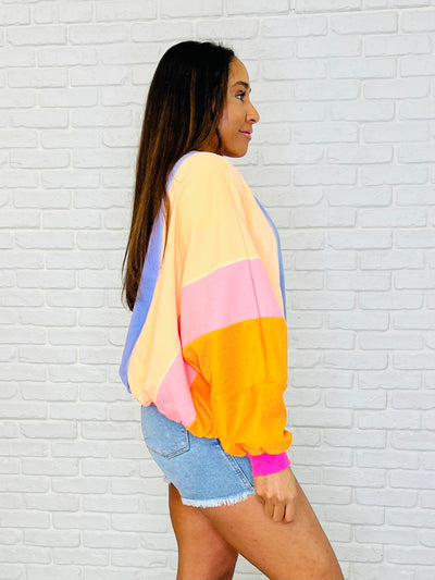 Blockbuster Color Block Pullover in Muted-Womens-Ave Shops-Market Street Nest, Fashionable Clothing, Shoes and Home Décor Located in Mabank, TX