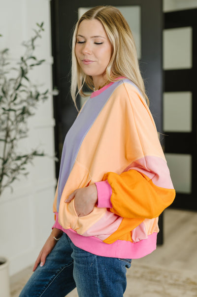 Blockbuster Color Block Pullover in Muted-Tops-Ave Shops-Market Street Nest, Fashionable Clothing, Shoes and Home Décor Located in Mabank, TX