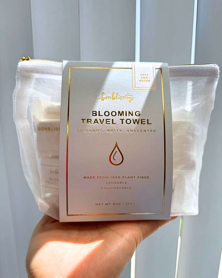 Blooming Travel Towel (1 case/6 pouch/20 towels ct)-Bonblissity-Market Street Nest, Fashionable Clothing, Shoes and Home Décor Located in Mabank, TX
