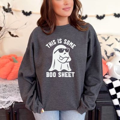 Boo Sheet Sweatshirt-Womens-Ave Shops-Market Street Nest, Fashionable Clothing, Shoes and Home Décor Located in Mabank, TX