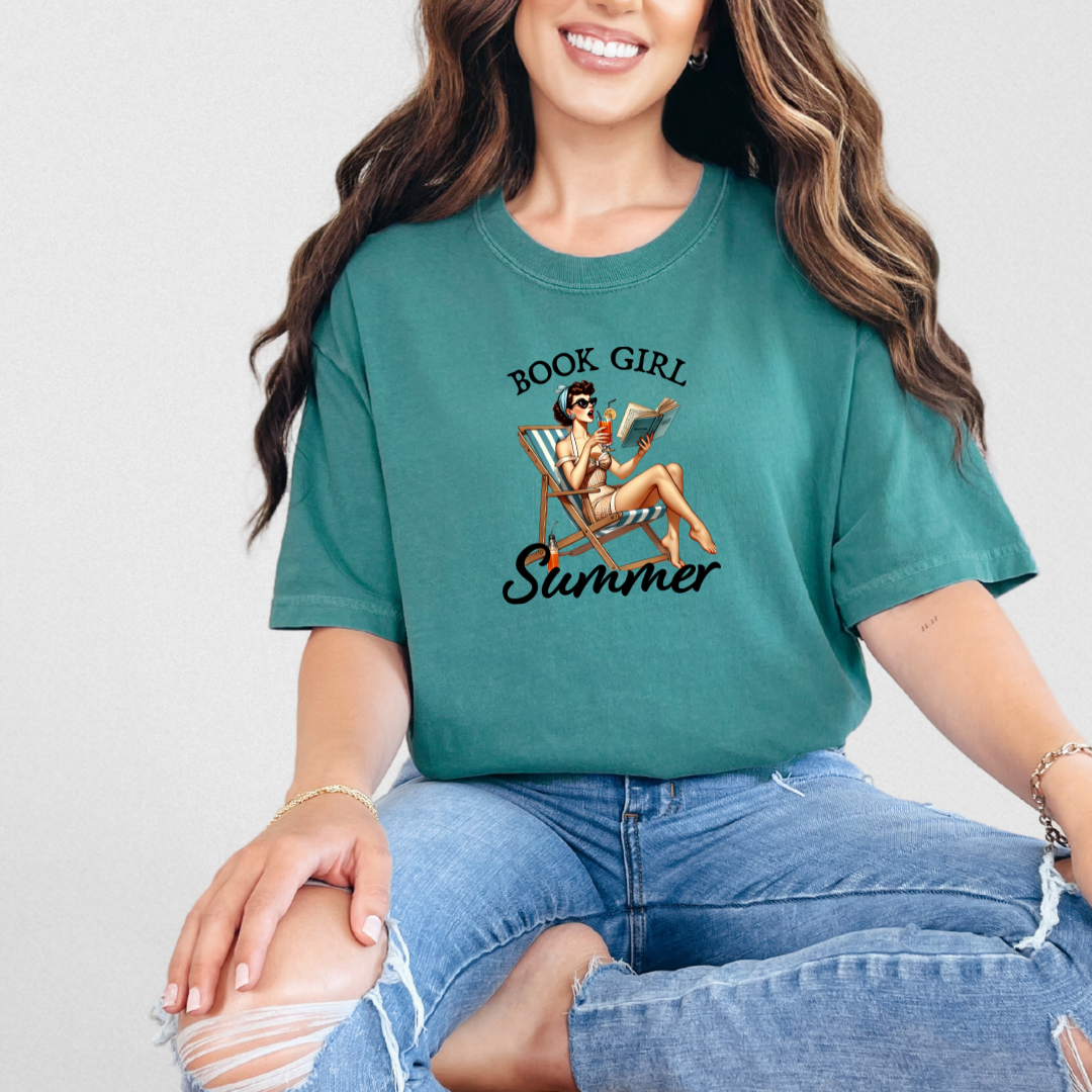 Book Girl Summer Graphic Tee-Womens-Ave Shops-Market Street Nest, Fashionable Clothing, Shoes and Home Décor Located in Mabank, TX