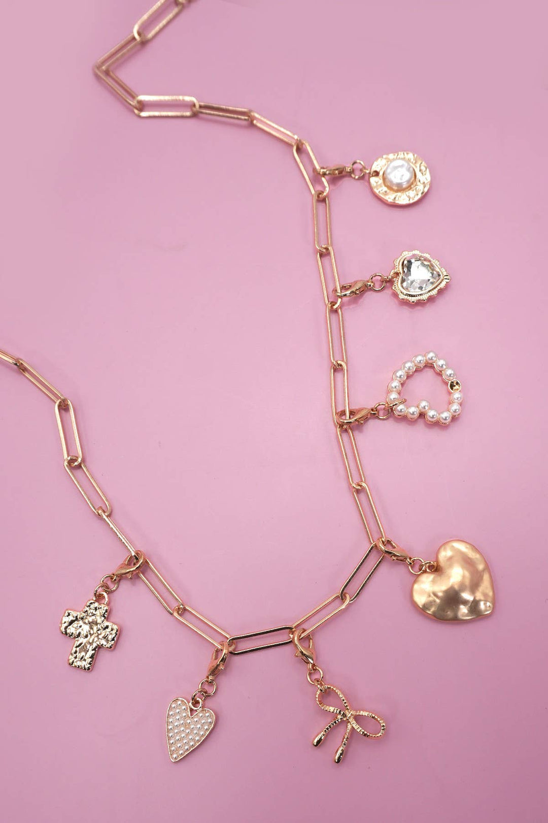BOW HEART REMOVABLE MULTI CHARM NECKLACE | 80N91474-JOSSLYN by wall to wall-Market Street Nest, Fashionable Clothing, Shoes and Home Décor Located in Mabank, TX