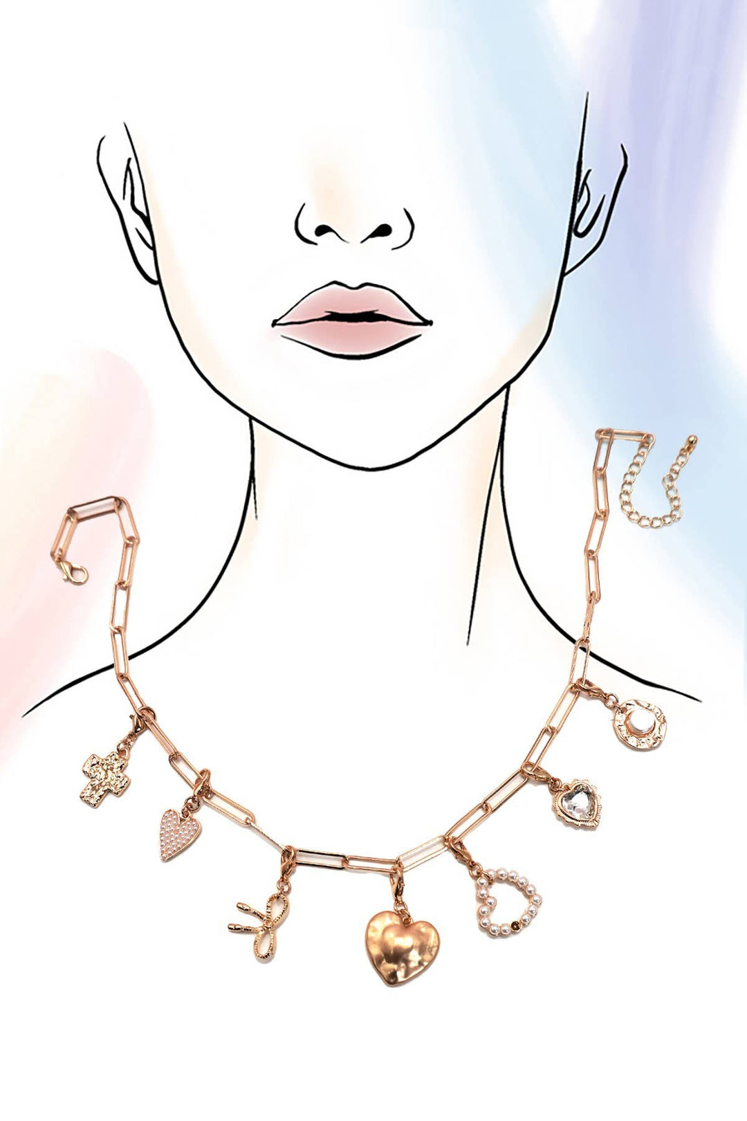 BOW HEART REMOVABLE MULTI CHARM NECKLACE | 80N91474-JOSSLYN by wall to wall-Market Street Nest, Fashionable Clothing, Shoes and Home Décor Located in Mabank, TX