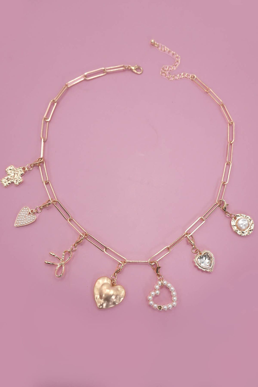 BOW HEART REMOVABLE MULTI CHARM NECKLACE | 80N91474-JOSSLYN by wall to wall-Market Street Nest, Fashionable Clothing, Shoes and Home Décor Located in Mabank, TX