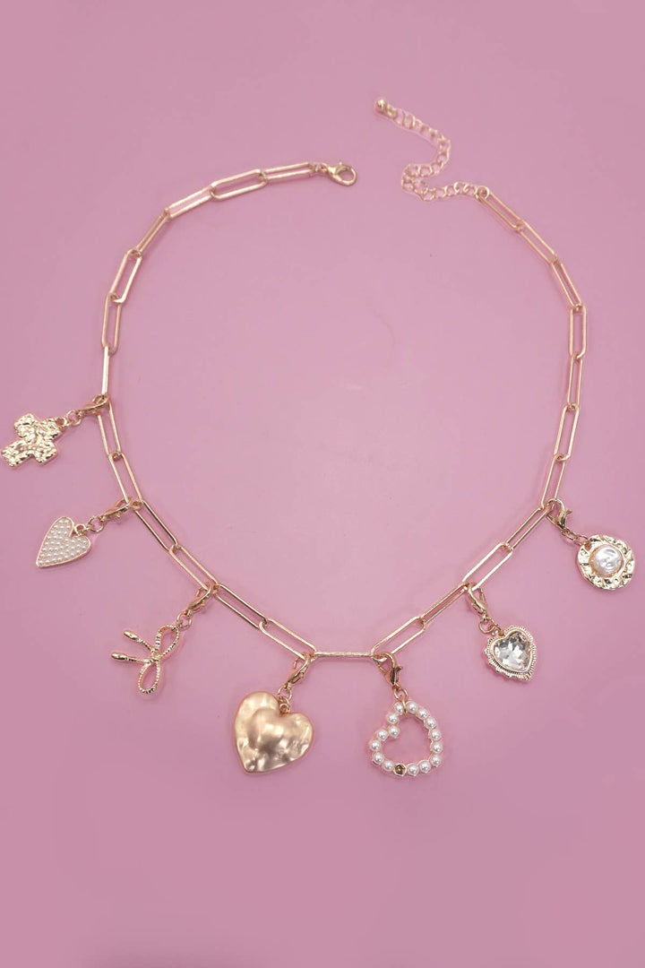 BOW HEART REMOVABLE MULTI CHARM NECKLACE | 80N91474-JOSSLYN by wall to wall-Market Street Nest, Fashionable Clothing, Shoes and Home Décor Located in Mabank, TX