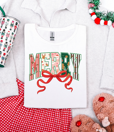 Bow-tiful Merry Graphic Tee and Sweatshirt-Womens-Ave Shops-Market Street Nest, Fashionable Clothing, Shoes and Home Décor Located in Mabank, TX