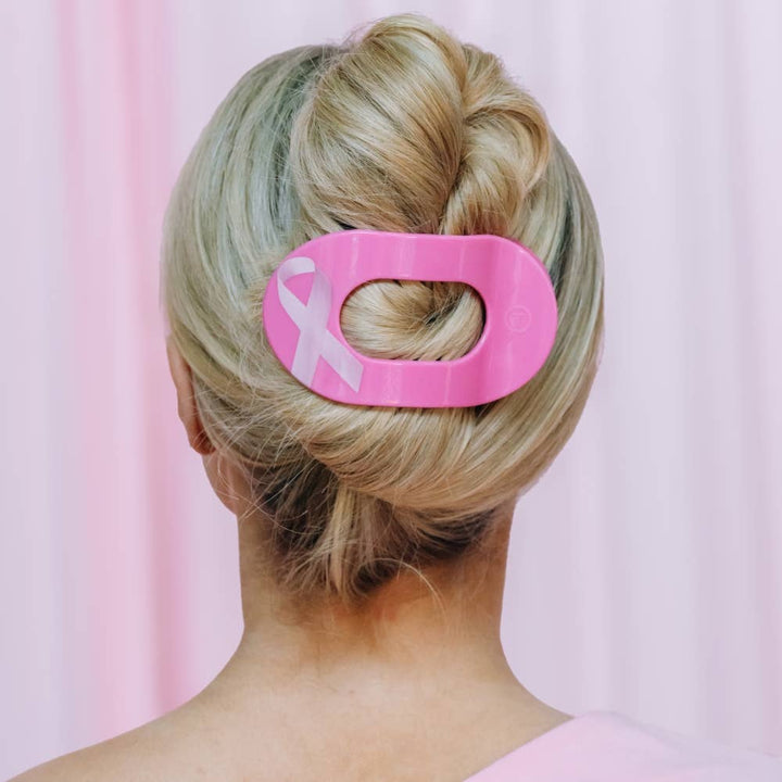 Breast Cancer Awareness | Large | Flat Round Hair Clip-TELETIES-Market Street Nest, Fashionable Clothing, Shoes and Home Décor Located in Mabank, TX