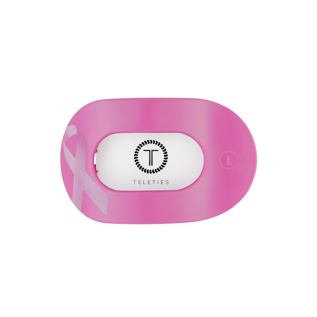 Breast Cancer Awareness | Medium | Flat Round Hair Clip-TELETIES-Market Street Nest, Fashionable Clothing, Shoes and Home Décor Located in Mabank, TX