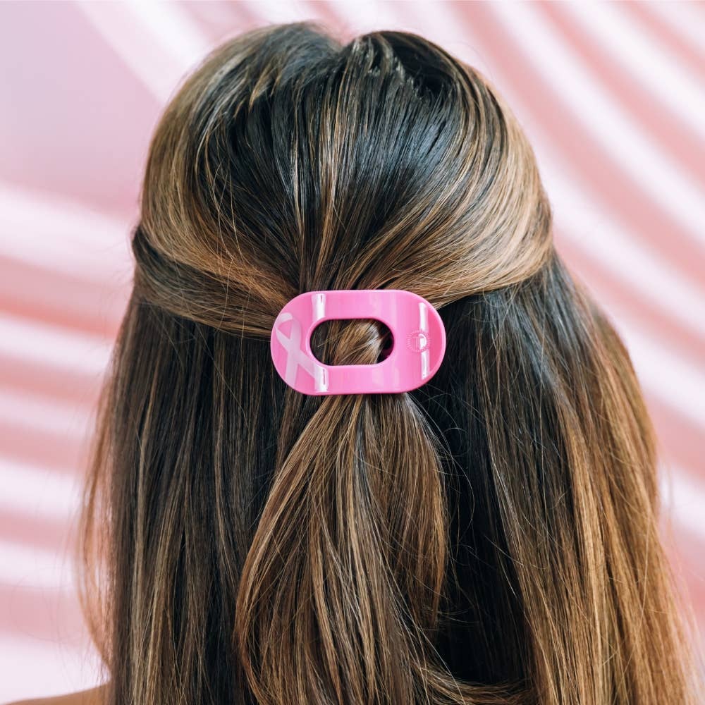 Breast Cancer Awareness | Tiny | Flat Round Hair Clip-TELETIES-Market Street Nest, Fashionable Clothing, Shoes and Home Décor Located in Mabank, TX