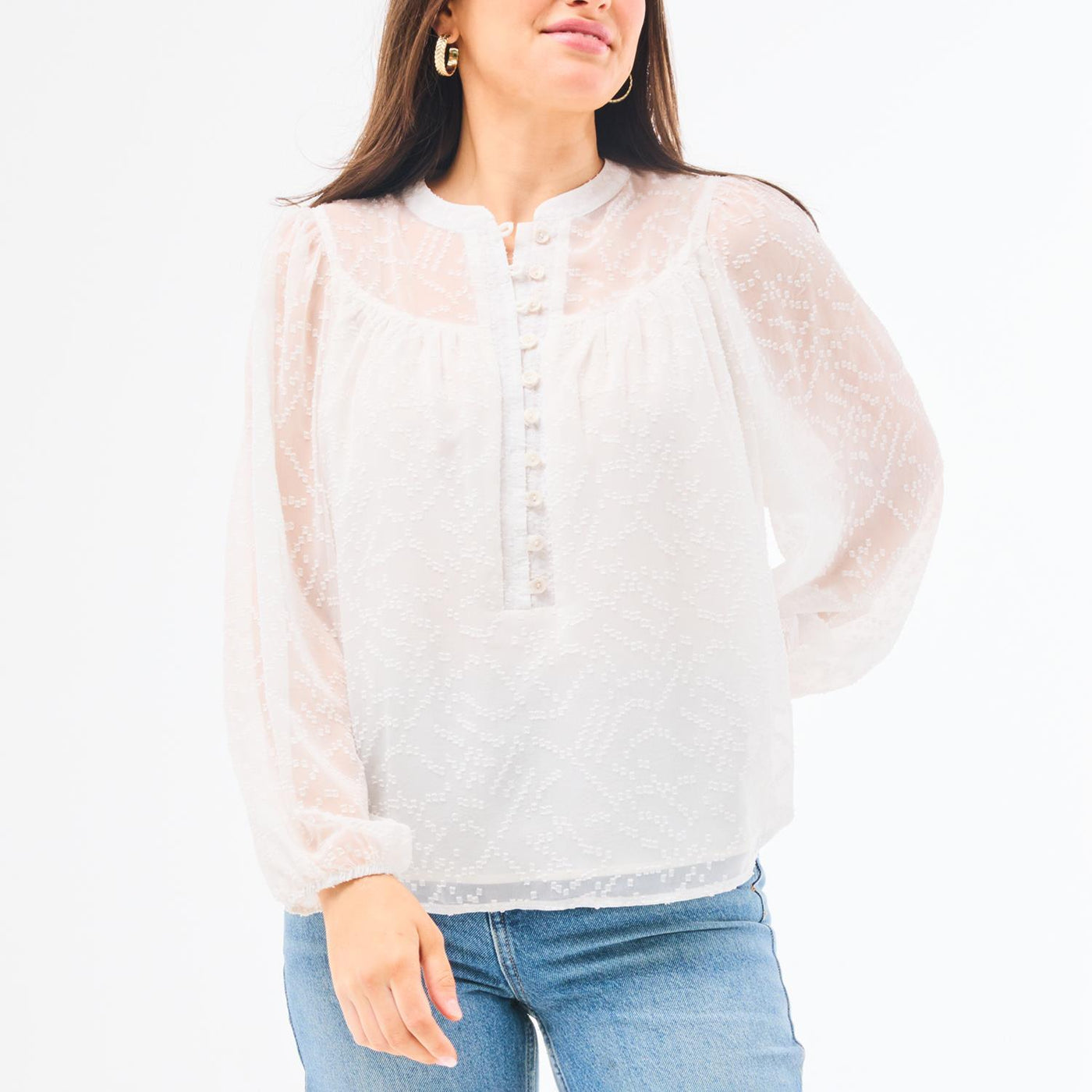 Brianna Marshmallow Blouse-Tops-Mary Square-Market Street Nest, Fashionable Clothing, Shoes and Home Décor Located in Mabank, TX