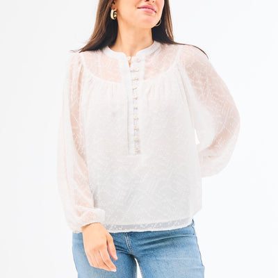 Brianna Marshmallow Blouse-Tops-Mary Square-Market Street Nest, Fashionable Clothing, Shoes and Home Décor Located in Mabank, TX