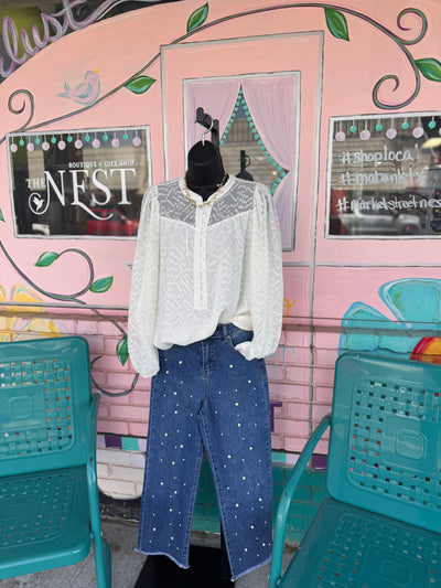 Brianna Marshmallow Blouse-Tops-Mary Square-Market Street Nest, Fashionable Clothing, Shoes and Home Décor Located in Mabank, TX