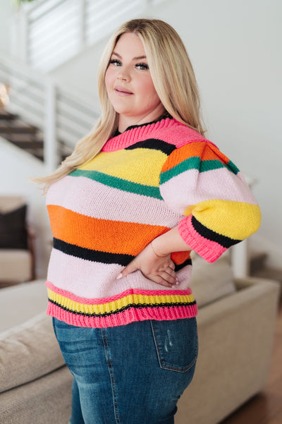 Bright Side Striped Sweater-Tops-Ave Shops-Market Street Nest, Fashionable Clothing, Shoes and Home Décor Located in Mabank, TX