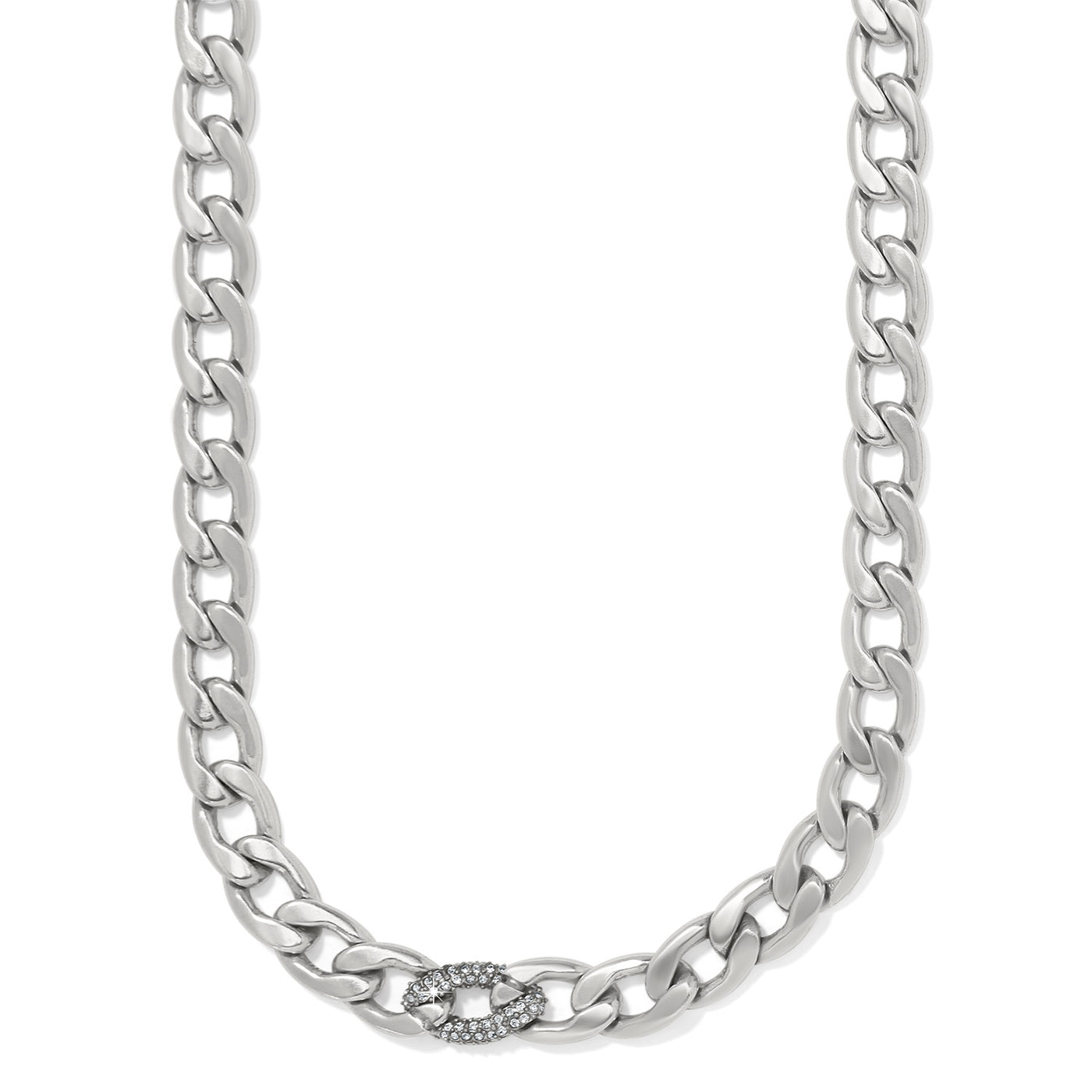 Cleo Pave Link Necklace in Silver-Necklaces-Brighton-Market Street Nest, Fashionable Clothing, Shoes and Home Décor Located in Mabank, TX