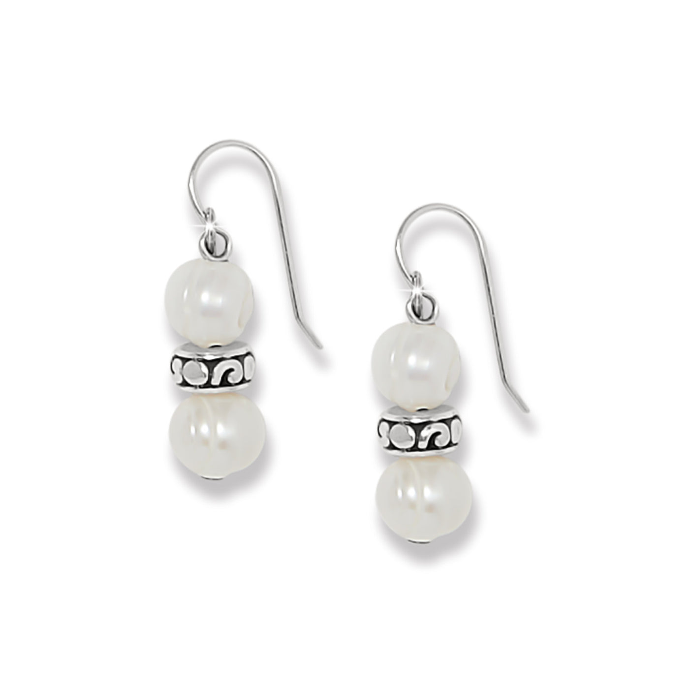 Contempo Heart Pearl French Wire Earrings-Earrings-Brighton-Market Street Nest, Fashionable Clothing, Shoes and Home Décor Located in Mabank, TX