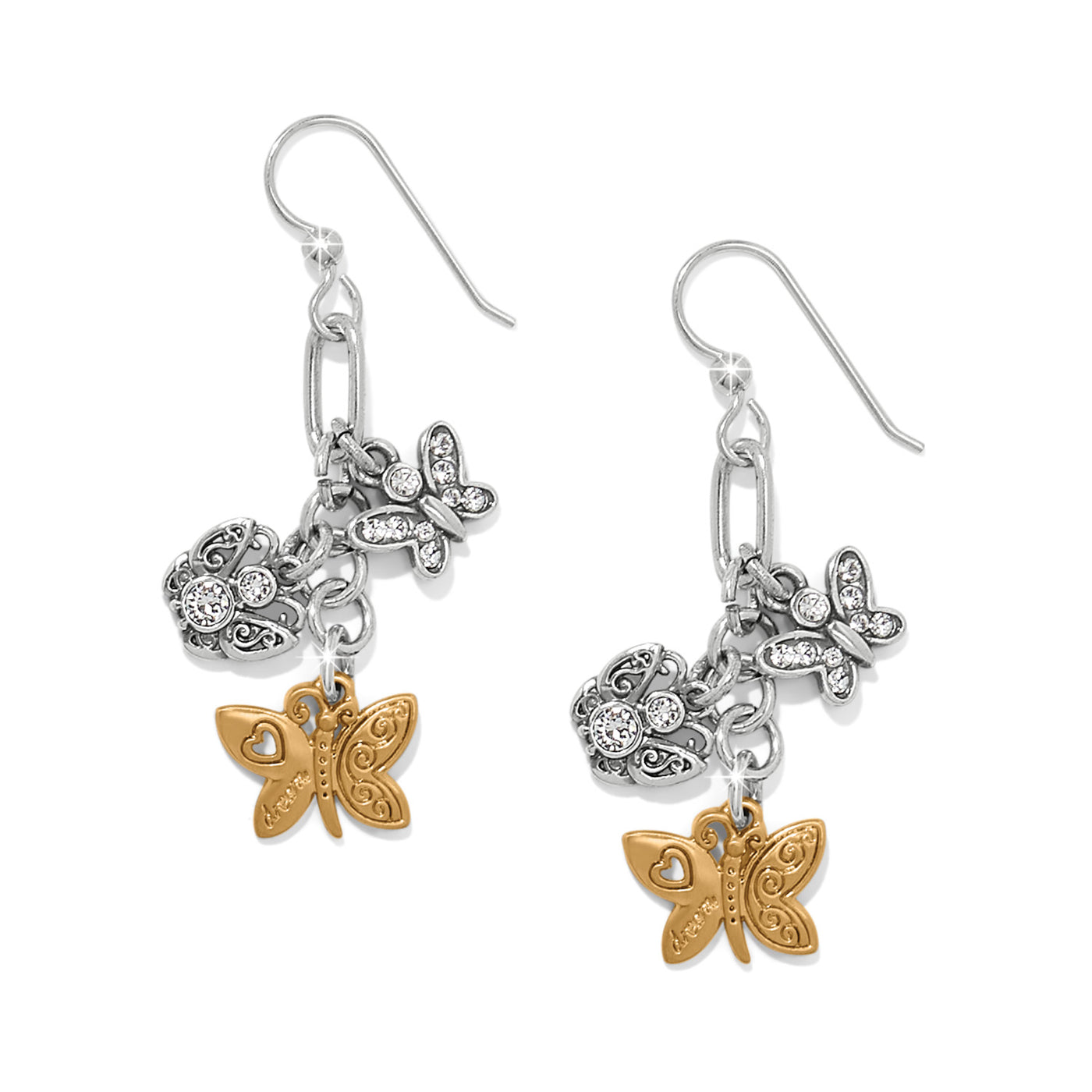 Brighton Forever Butterfly Charms French Wire Earrings-Earrings-Brighton-Market Street Nest, Fashionable Clothing, Shoes and Home Décor Located in Mabank, TX
