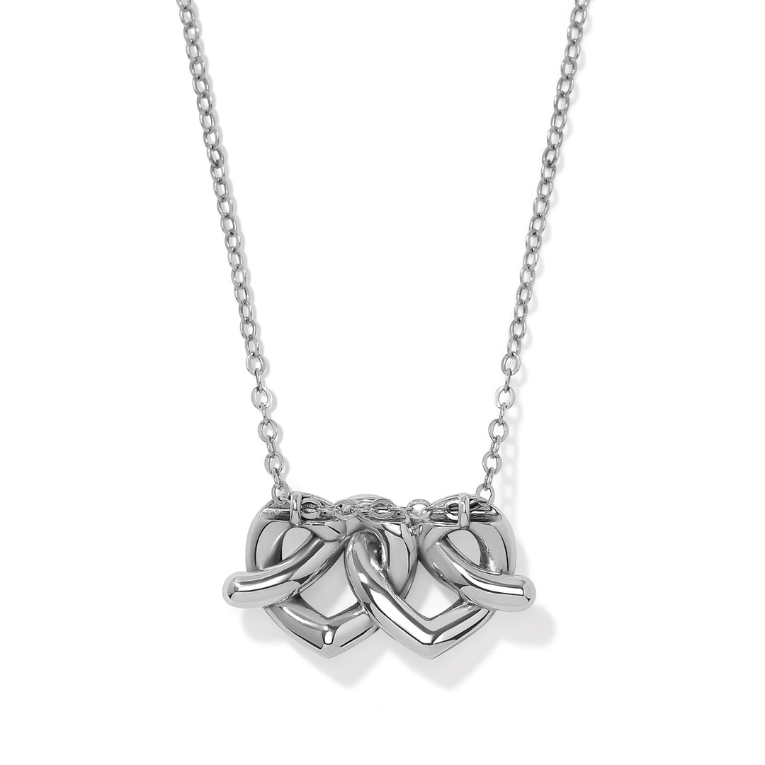 Brighton Interlok Linked Hearts Necklace-01-Jewelry-Brighton-Market Street Nest, Fashionable Clothing, Shoes and Home Décor Located in Mabank, TX