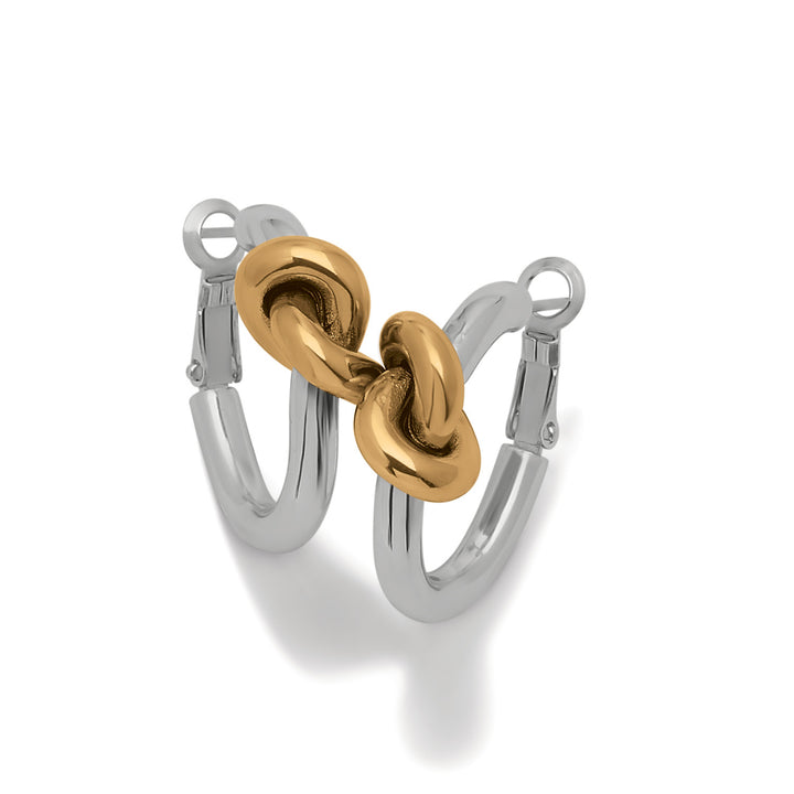 Brighton Interlok Single Knot Hoop Earrings-01-Jewelry-Brighton-Market Street Nest, Fashionable Clothing, Shoes and Home Décor Located in Mabank, TX