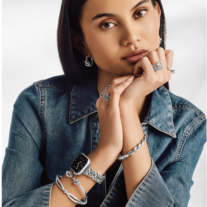 Brighton Interlok Single Knot Open Hinge Bangle | Silver-01-Jewelry-Brighton-Market Street Nest, Fashionable Clothing, Shoes and Home Décor Located in Mabank, TX