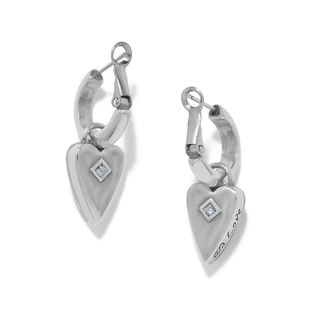 Brighton Love Messages B Love Reversible Hoop Earrings Silver-Blue-01-Jewelry-Brighton-Market Street Nest, Fashionable Clothing, Shoes and Home Décor Located in Mabank, TX