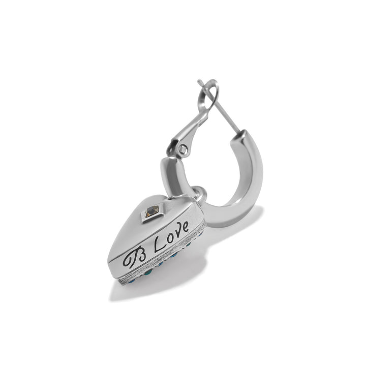 Brighton Love Messages B Love Reversible Hoop Earrings Silver-Blue-01-Jewelry-Brighton-Market Street Nest, Fashionable Clothing, Shoes and Home Décor Located in Mabank, TX