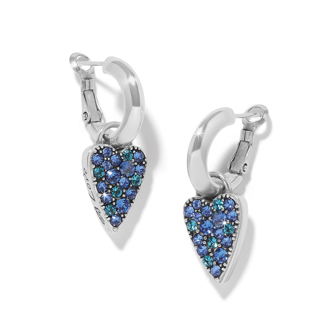 Brighton Love Messages B Love Reversible Hoop Earrings Silver-Blue-01-Jewelry-Brighton-Market Street Nest, Fashionable Clothing, Shoes and Home Décor Located in Mabank, TX